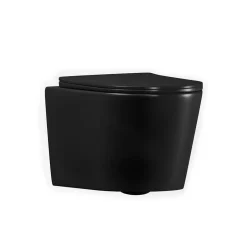 Ceramia Tornado Rimless WC suspendu 53,5 cm sans bride avec abattant SoftClose, effet Tornado Flush, noir mat (CE142010RTORPBKM)* Wc Suspendu