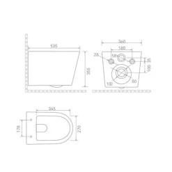 Ceramia Tornado Rimless WC suspendu sans bride+,abattant SoftClose, effet Tornado Flush, blanc brillant (CE142010RTORP)