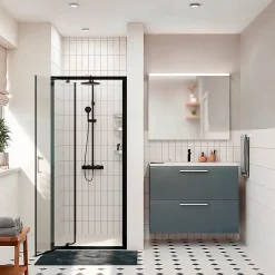 Ceramia Zenith Porte de douche 80x195cm pivotante anticalcaire avec profilés Noir mat (CERAHZ80B)