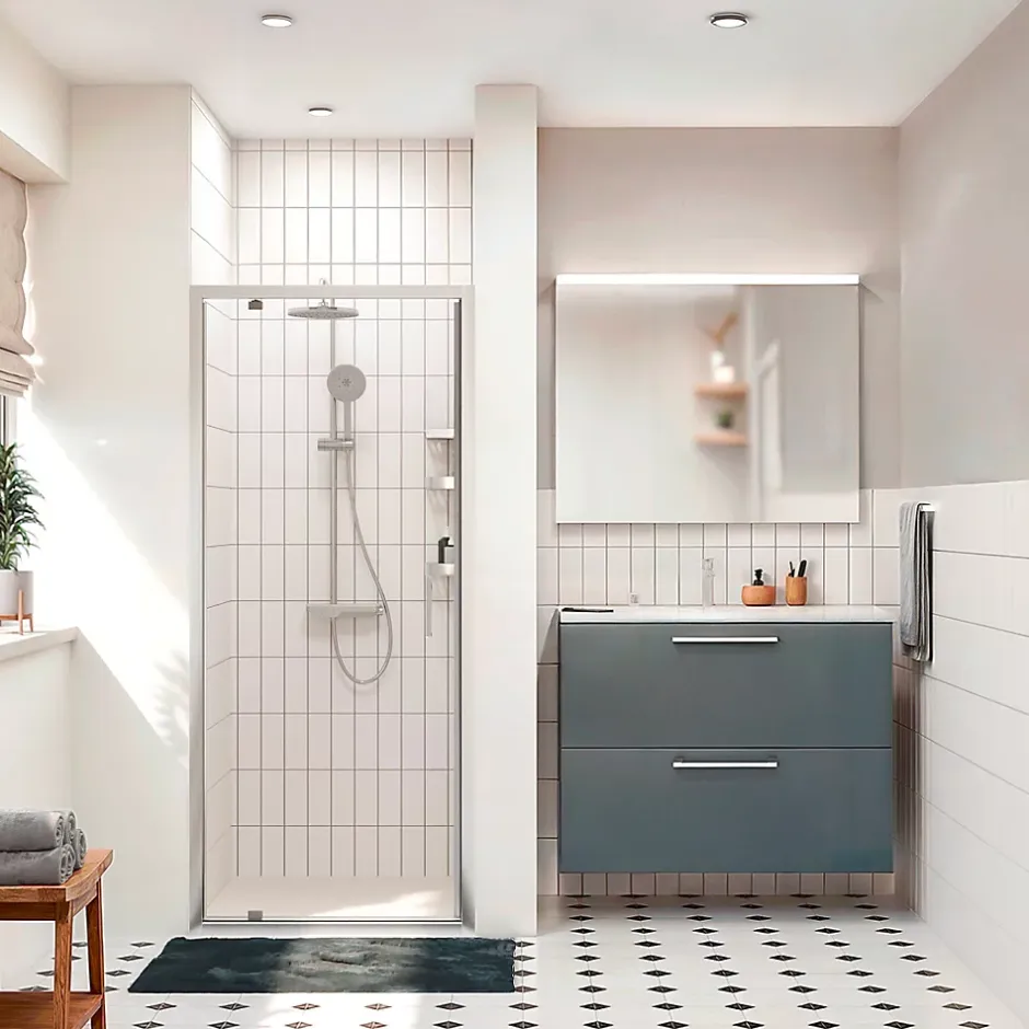 Ceramia Zenith Porte de douche 90x195cm pivotante anticalcaire avec profilés Chrome brillant (CERAHZ90C)* Porte De Douche