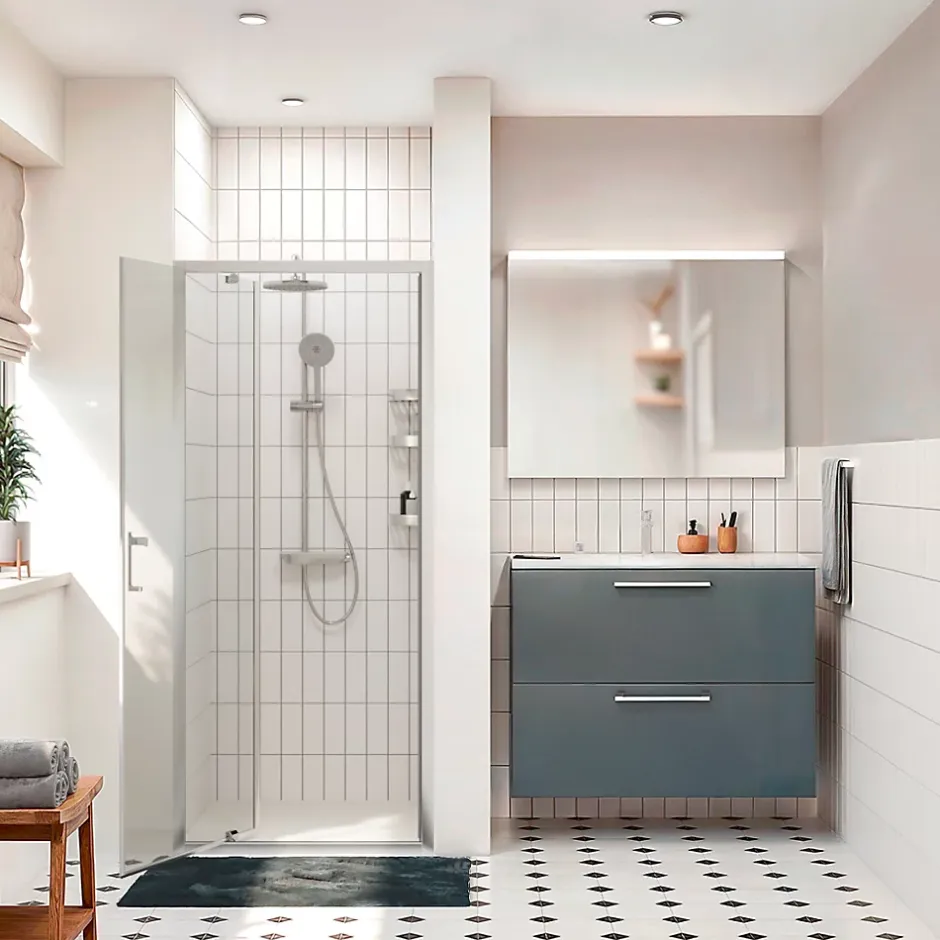 Ceramia Zenith Porte de douche 90x195cm pivotante anticalcaire avec profilés Chrome brillant (CERAHZ90C)* Porte De Douche