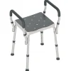 Homcom Chaise de douche tabouret de douche antidérapant - hauteur réglable, accoudoirs - alu HDPE gris