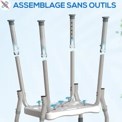 Homcom Chaise de douche tabouret de douche antidérapant - hauteur réglable, accoudoirs - alu HDPE gris