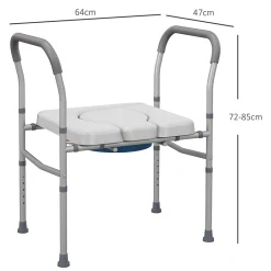 Homcom Chaise percée - Chaise de douche percée - hauteur réglable, seau amovible pliable - antidérapante - alu PVC gris* Siège De Douche