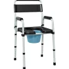 Homcom Chaise percée toilette pliable hauteur réglable - seau amovible - siège, accoudoirs rembourrés - max. 150 Kg - acier gris noir* Siège De Douche