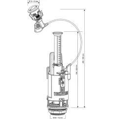 Flomasta Chasse d'eau + robinet flotteur à ouverture différé , double bouton poussoir + câble