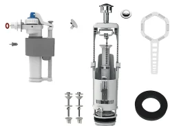 Flomasta Chasse d'eau + robinet flotteur à ouverture différé , double bouton poussoir + étrier* Chasse D'Eau