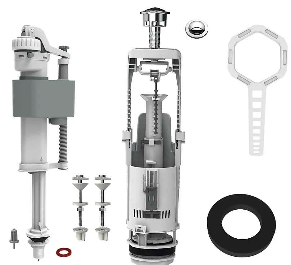 Flomasta Chasse d'eau + robinet flotteur bas , double bouton poussoir + étrier