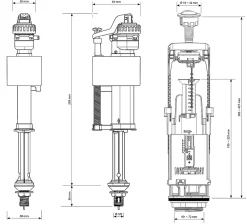 Flomasta Chasse d'eau + robinet flotteur bas , double bouton poussoir + étrier
