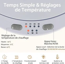 Giantex Chauffe-Serviettes Style Seau 23L, 3 Niveaux Chauffage 60-80Celsius & Minuterie 20-90min, Chauffe-Serviettes, Blanc* Sèche-Serviettes Électrique