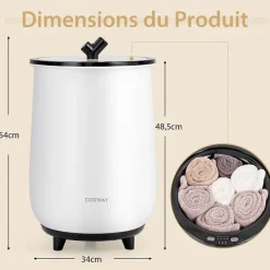 Giantex Chauffe-Serviettes Style Seau 23L, 3 Niveaux Chauffage 60-80Celsius & Minuterie 20-90min, Arrêt Automatique, Noir