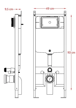 Laneri Châssis de bâti-support avec réservoir caché pour cuvette suspendu complet de plaque de commande double bouton en acier inoxydable