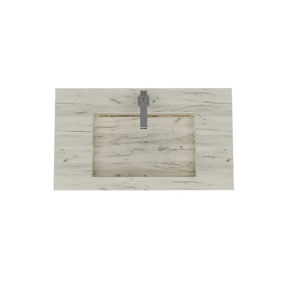 Kiamami Valentina 80Cm Hpl Stratifié Lavabo Chêne Glace Bassin Central