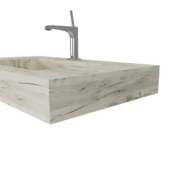 Kiamami Valentina 80Cm Hpl Stratifié Lavabo Chêne Glace Bassin Central