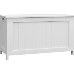 ProximaX Coffre de rangement avec poignée et couvercle, 81 x 40 x 46 cm, boîte de rangement pour salon et chambre, blanc* Meuble Wc