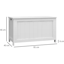 ProximaX Coffre de rangement avec poignée et couvercle, 81 x 40 x 46 cm, boîte de rangement pour salon et chambre, blanc* Meuble Wc