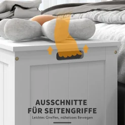 ProximaX Coffre de rangement avec poignée et couvercle, 81 x 40 x 46 cm, boîte de rangement pour salon et chambre, blanc* Meuble Wc