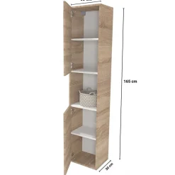 Weber Industries Colonne 2 portes + 1 niche / Décor Chêne blanchi* Meuble Vasque