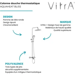 Vitra Colonne bain douche thermostatique Aquaheat Bliss 250 B