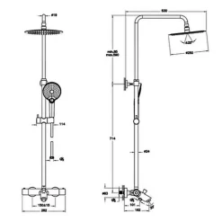 Vitra Colonne bain douche thermostatique Aquaheat Bliss 250 B