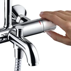 Hansgrohe Colonne bain douche thermostatique Vernis Shape 230 chromé + nettoyant Briochin