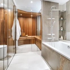 Valentin Colonne bain douche thermostatique avec tablette, pomme de tête ronde, douchette et flexible, chrome, Opium* Colonne De Baignoire