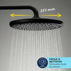 Grohe Colonne bain douche thermostatique Vitalio Start System noir mat + Tablette de douche d'angle Start Cube