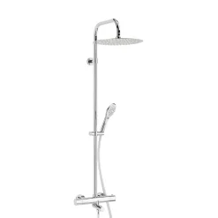Valentin Colonne bain douche thermostatique anti-brûlure avec pomme de tête, douchette et flexible, chrome, Opium