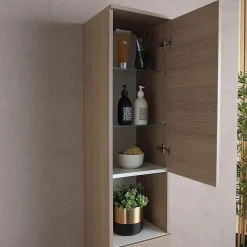 Kiamami Valentina Colonne De 190 Cm Pour Salle De Bain Chêne Naturel Effet Bois Rimini
