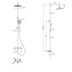 GoodHome Colonne de bain/douche thermostatique avec pommeau, douchette 3 jets, flexible, barre réglable, chrome, Anika* Colonne De Douche Thermostatique