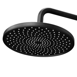 GoodHome Colonne de bain/douche thermostatique avec pommeau, douchette 3 jets, flexible, barre réglable, noir, Anika