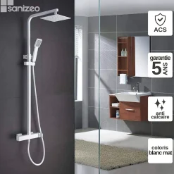 Imex Colonne de Douche Anti-Calcaire Blanc Mat FIYI BDF016/BL* Colonne De Douche Mécanique