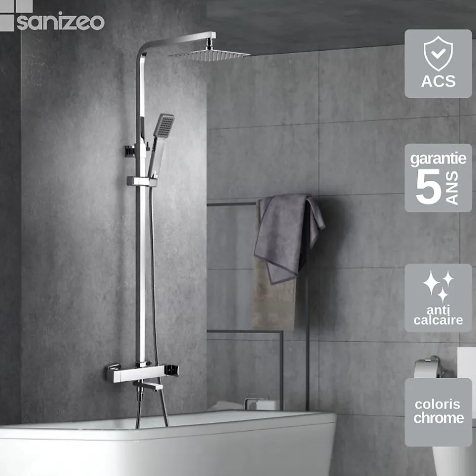 Imex Colonne de Douche et Baignoire Anti-Calcaire Chrome FIYI BDF016-B