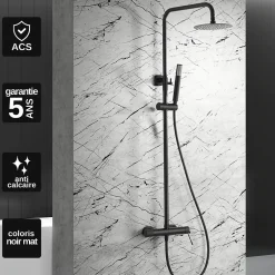 Imex Colonne de Douche Anti-Calcaire Noir Mat BDD038/NG