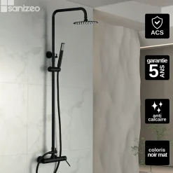 Imex Colonne de Douche Anti-Calcaire Noir Mat MILOS STICK BDYS045/NG