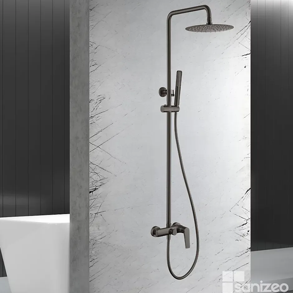 Imex Colonne de Douche Anti-Calcaire Black Gun Métal DELOS BDD055/BGM* Colonne De Douche Mécanique