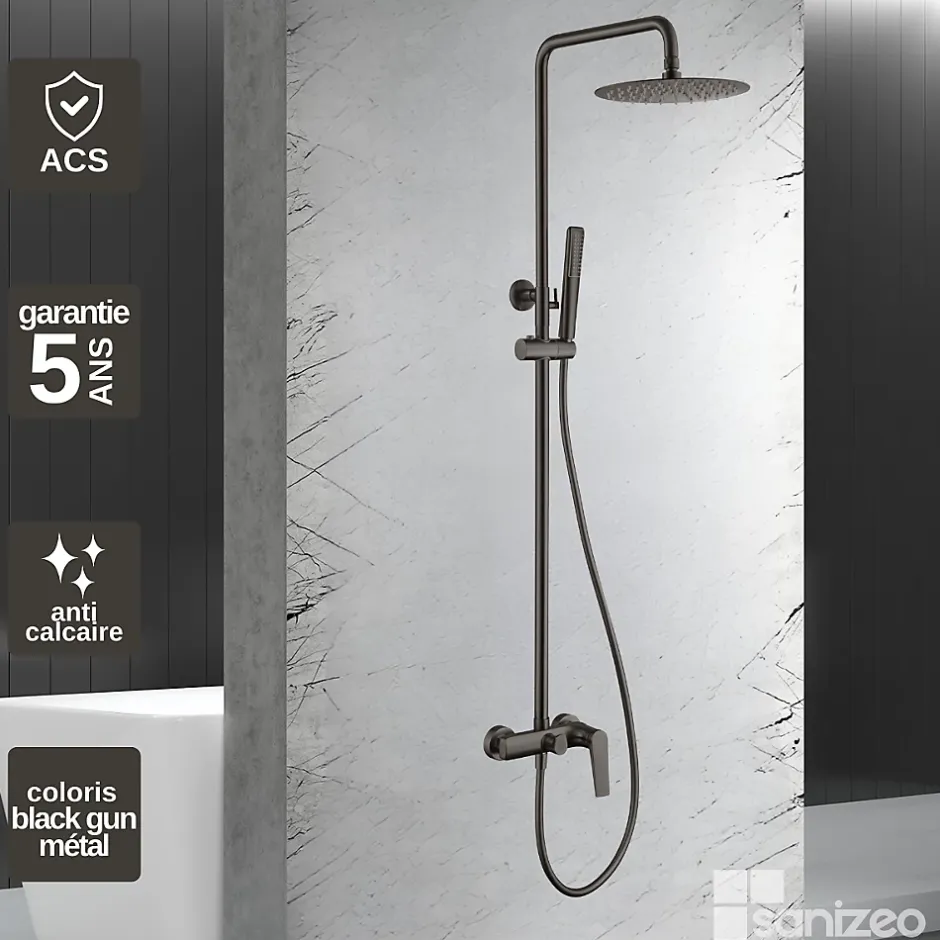 Imex Colonne de Douche Anti-Calcaire Black Gun Métal DELOS BDD055/BGM* Colonne De Douche Mécanique