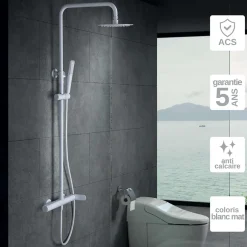 Imex Colonne de Douche Anti-Calcaire Blanc Mat DINAMARCA BDR031/BL