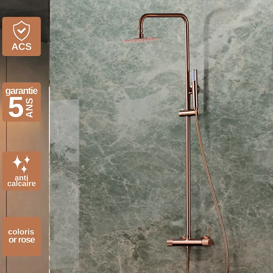 Imex Colonne de Douche Anti-Calcaire Or Rose Cuivré BDD038/ORC* Colonne De Douche Mécanique