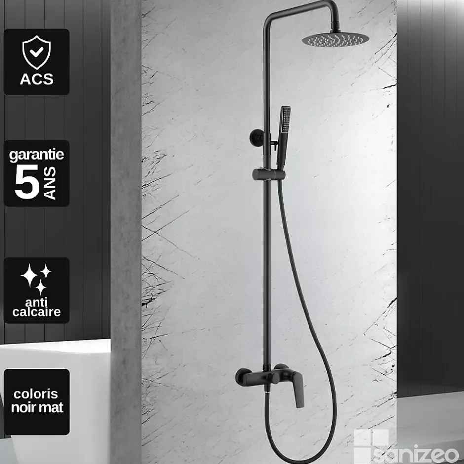 Imex Colonne de Douche Anti-Calcaire Noir Mat DELOS BDD055/NG* Colonne De Douche Mécanique
