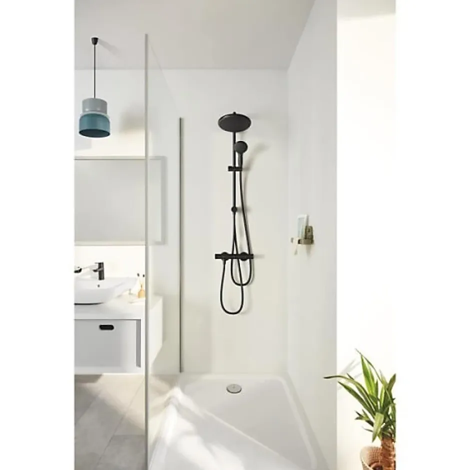 Grohe Colonne de douche avec inverseur manuel - Economie d'eau - Vitalio Start System 250 - Noir Mat - 266802431* Colonne De Douche Thermostatique