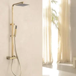 Lomazoo Colonne de douche avec mitigeur thermostatique Estrella doré* Colonne De Douche Thermostatique