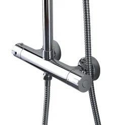 Kiamami Valentina Colonne De Douche Avec Mitigeur Thermostatique, Tête De Douche Fixe Et Douchette À Main À Jet Unique* Pommeau De Douche, Flexible Et Barre De Douche