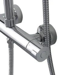 Kiamami Valentina Colonne De Douche Avec Mitigeur Thermostatique, Tête De Douche Fixe Et Douchette À Main À Jet Unique* Pommeau De Douche, Flexible Et Barre De Douche