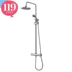 Kiamami Valentina Colonne De Douche Avec Mitigeur Thermostatique, Tête De Douche Fixe Et Douchette À Main À Jet Unique* Pommeau De Douche, Flexible Et Barre De Douche