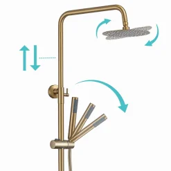 Lomazoo Colonne de douche avec mitigeur thermostatique Orléan doré