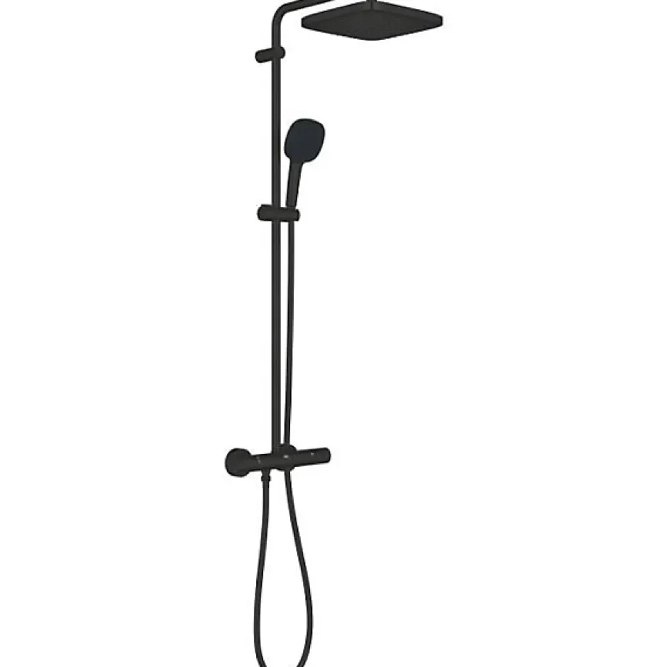Grohe Colonne de douche avec mitigeur thermostatique - Economie d'eau - Vitalio Comfort 250 - Noir Mat - 266962431