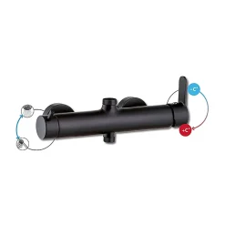 Planète Bain Colonne de douche avec mitigeur mécanique - noir mat - Black Roma Touch