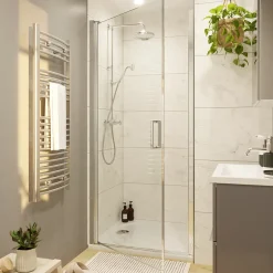GoodHome Colonne de douche avec mélangeur mécanique + douchette + flexible + barre réglable, chrome, Etel