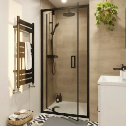 GoodHome Colonne de douche avec mélangeur mécanique + douchette + flexible + barre réglable, chrome, Etel